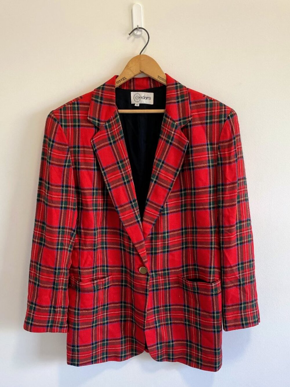 Vintage Red Plaid/Tartan Women’s Blazer / 90s